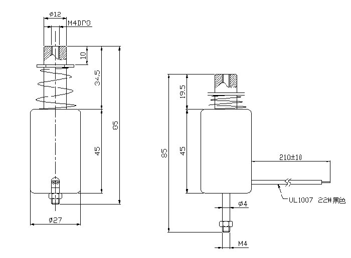 高頻游戲槍擊發電磁鐵尺寸圖